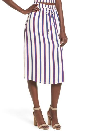 Women's Privacy Please Stripe High Waist Skirt - Red