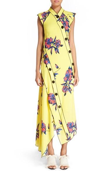 Women's Proenza Schouler Floral Print Silk Georgette Dress