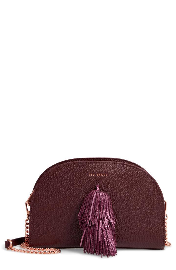 Ted Baker London Pom Leather Crossbody Bag - Purple