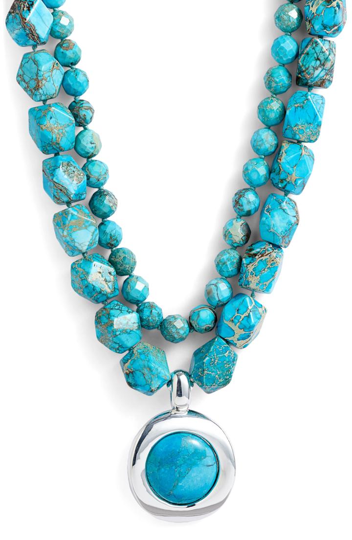 Women's Simon Sebbag Double Strand Stone Pendant Necklace