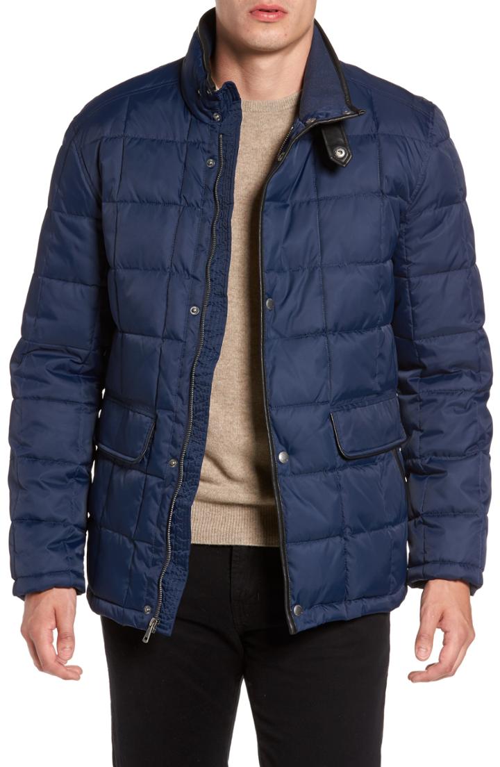 Men's Cole Haan Box Quilted Jacket, Size - Blue