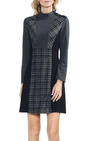 Women's Vince Camuto Glen Plaid Shift Dress - Black
