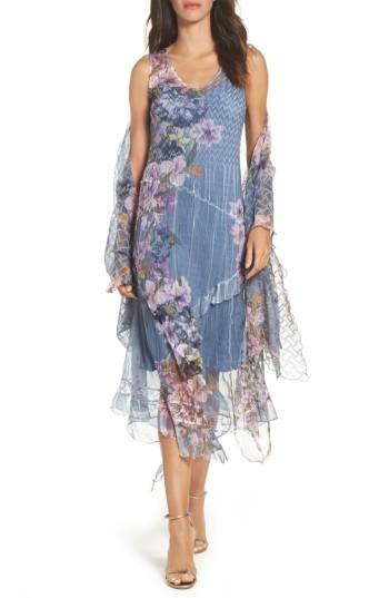 Women's Komarov Chiffon & Lace A-line Dress With Shawl