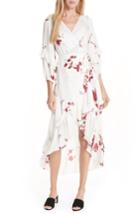 Women's Joie Anawrette Floral Silk Wrap Dress, Size - White