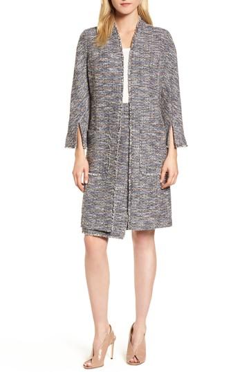 Women's Emerson Rose Novelty Tweed Split Sleeve Long Jacket - Black