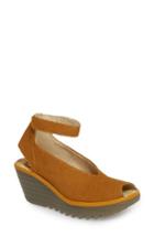 Women's Fly London 'yala' Perforated Leather Sandal .5-8us / 38eu - Brown