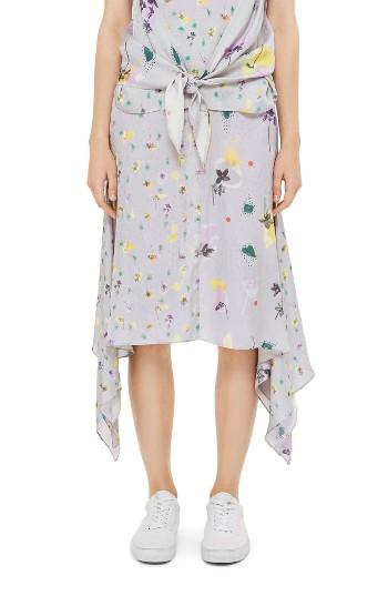 Women's Topshop Boutique Mix Floral Skirt Us (fits Like 0) - Grey