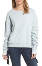 Women's Halogen Ruched Tie Sleeve Sweatshirt - Blue