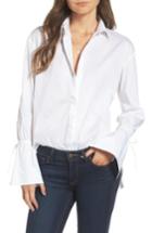 Women's Treasure & Bond X Something Navy Ruffle Cuff Tunic, Size - White