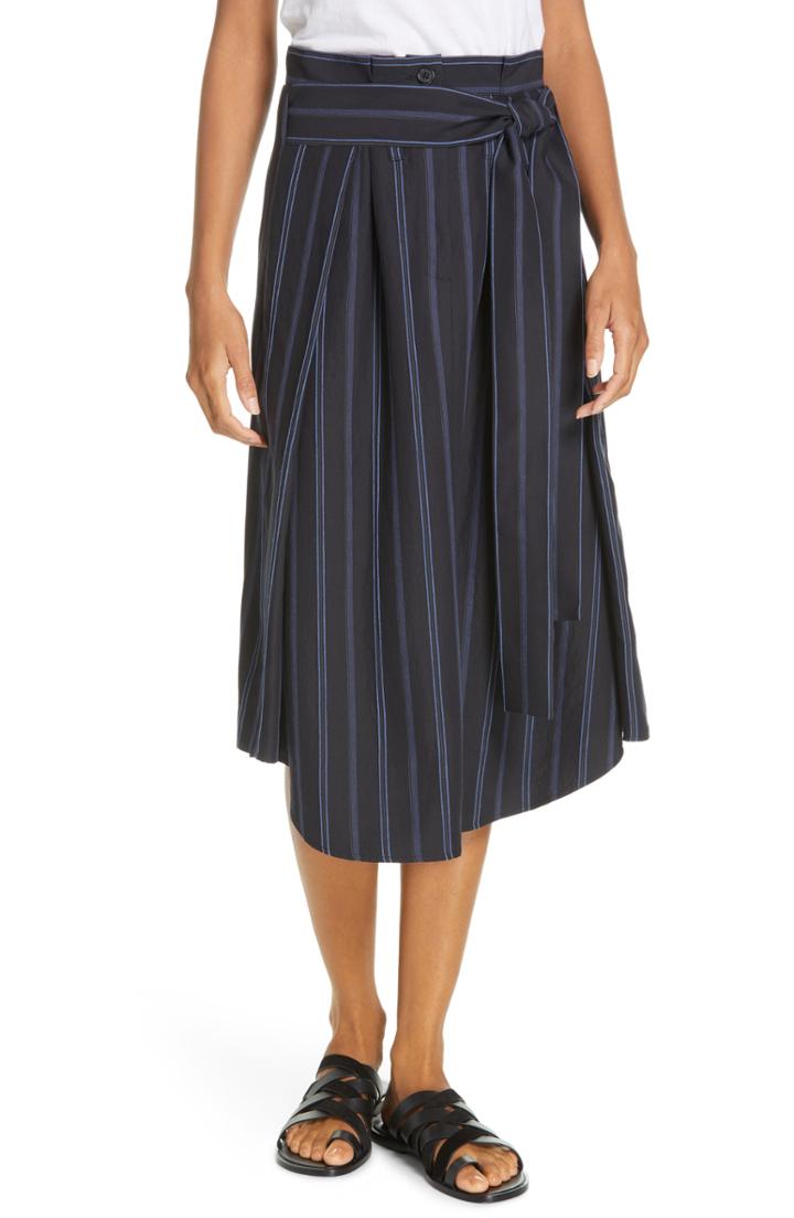 Women's Vince Dobby Stripe Belted Skirt - Blue