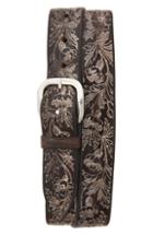 Men's Orciani Wax Soapy Tooled Leather Belt 0 Eu - T. Moro