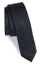 Men's The Kooples Floral Silk Skinny Tie, Size - Blue