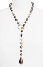 Women's Alexis Bittar Imitation Baroque Pearl & Crystal Lariat Necklace