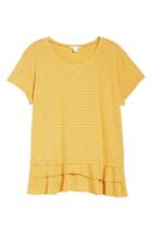 Petite Women's Caslon Tiered Short Sleeve Tee P - Yellow