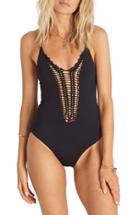 Women's Billabong 'hippie Hooray' Crochet One-piece Swimsuit - Black