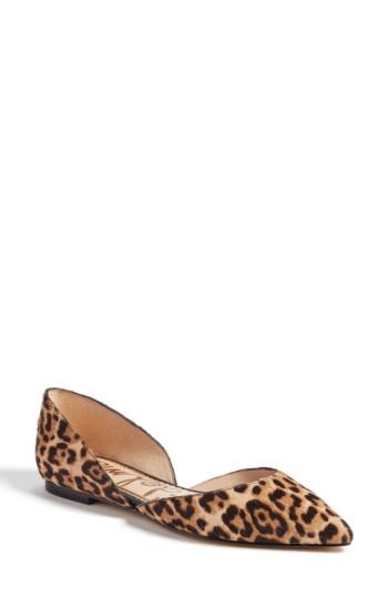 Women's Sam Edelman Rodney Pointy Toe Genuine Calf Hair Flat M - Beige