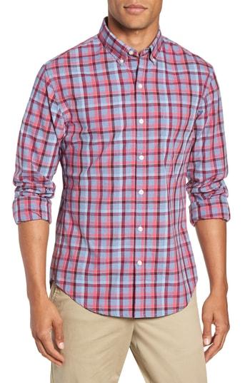 Men's Bonobos Washed Button Down Slim Fit Plaid Sport Shirt - Blue