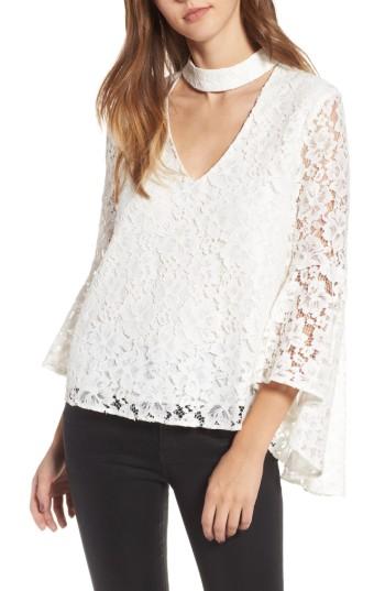 Women's Wayf Ryan Lace Choker Bell Sleeve Top - Ivory