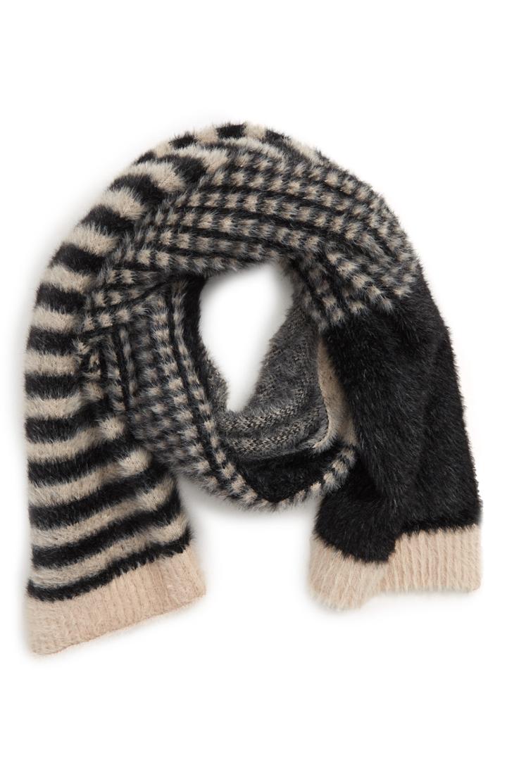 Women's Leith Chenille Jacquard Scarf, Size - Black