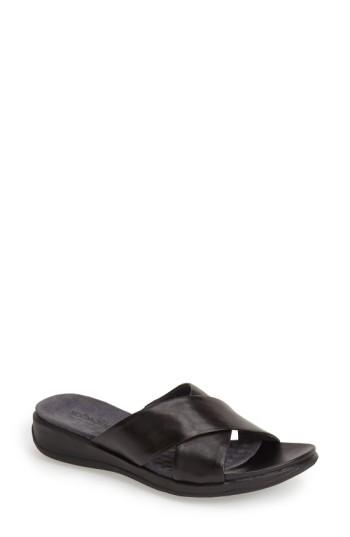 Women's Softwalk 'tillman' Leather Cross Strap Slide Sandal .5 W - Black