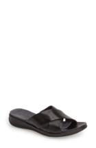 Women's Softwalk 'tillman' Leather Cross Strap Slide Sandal .5 W - Black