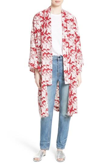 Women's Robert Rodriguez Print Silk Robe - Red