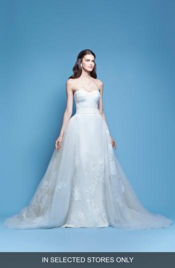 Women's Carolina Herrera Josefina Strapless Silk Faille Mermaid Gown With Detachable Tulle Overlay Skirt, Size - Ivory