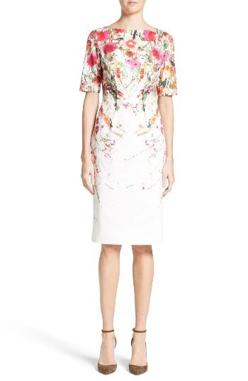 Women's Lela Rose Claire Wild Flower Print Sheath Dress - White