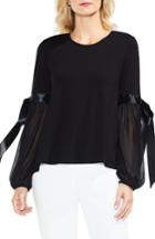 Women's Vince Camuto Tie Sleeve High/low Chiffon Mix Top - Black