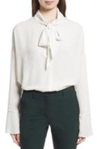 Women's Theory Silk Scarf Shirt, Size - Ivory