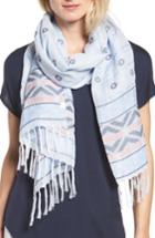 Women's Caslon Geo Pattern Scarf, Size - Blue
