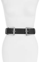 Women's Michael Michael Kors Double Buckle Leather Belt - Black