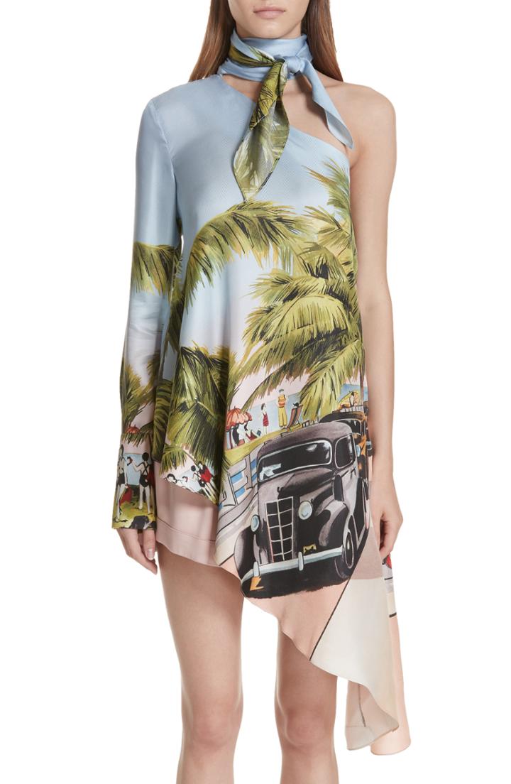 Women's Monse Scenic Print Silk Halter Blouse - Blue