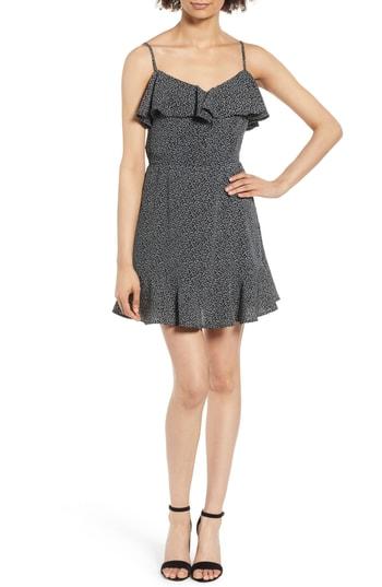 Women's Band Of Gypsies Button Front Frilly Dot Dress - Black