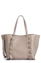 Sole Society Ruffled Faux Leather Tote - Beige