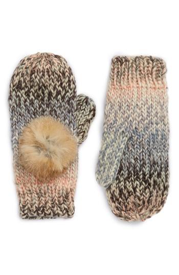 Women's Shiraleah Mia Mittens With Genuine Rabbit Fur Pompoms - Pink