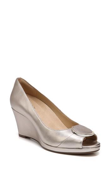 Women's Naturalizer Ollie Peep Toe Wedge N - Metallic