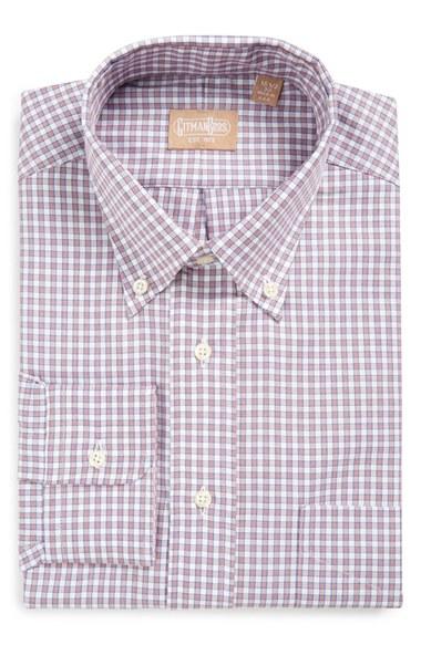 Men's Gitman Regular Fit Gingham Check Dress Shirt .5 32 - Brown