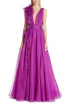 Women's Marchesa Ruffle Silk Organza Evening Dress - Purple