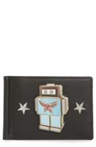 Men's Mcm Roboter Series Leather Money Clip Card Case - Black