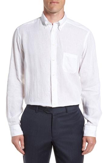Men's Eton Contemporary Fit Solid Linen Dress Shirt