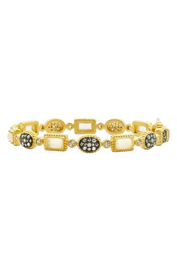 Women's Freida Rothman Gilded Cable Stone Station Hinge Bangle