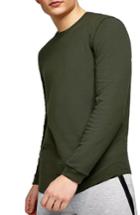Men's Topman Waffle Knit Long Sleeve T-shirt - Green