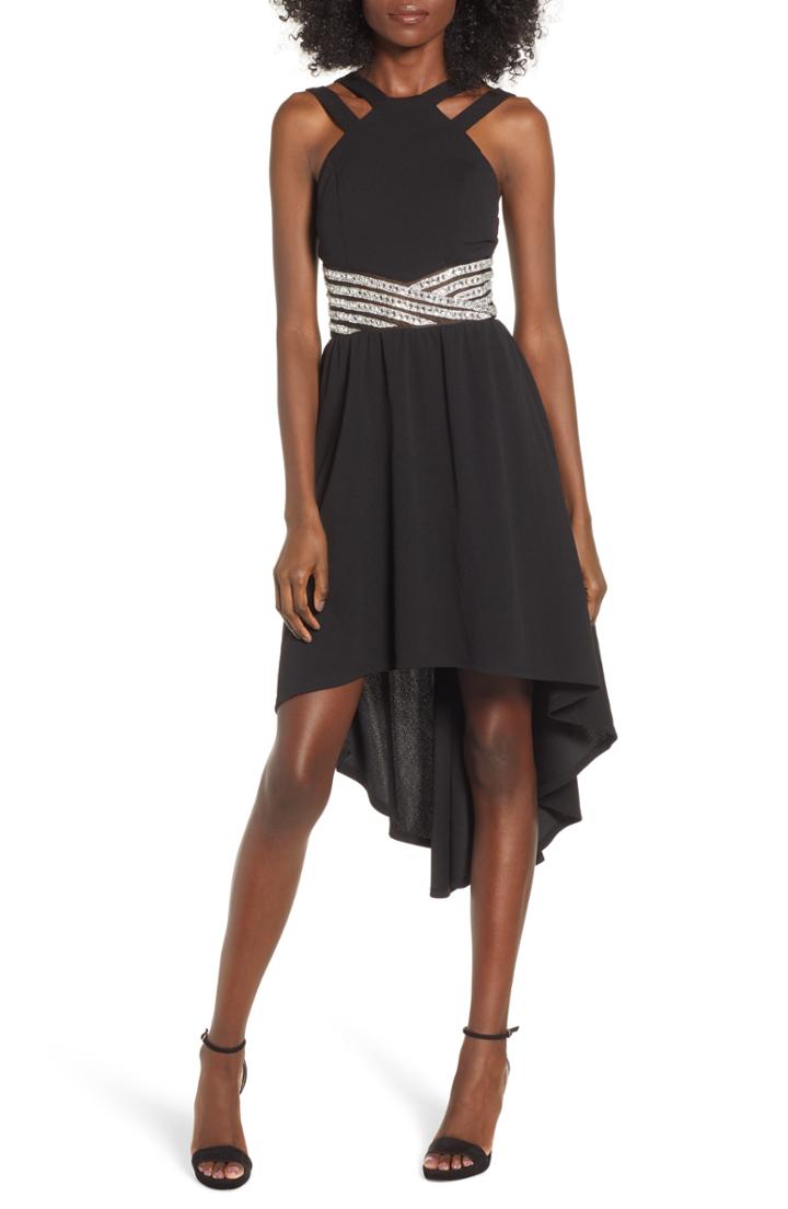 Women's Love, Nickie Lew High/low Jeweled Waist Dress - Black