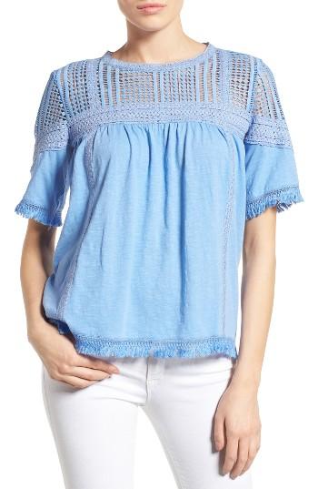 Women's Caslon Fringed Lace & Knit Tee