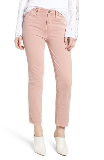 Women's Paige Hoxton High Waist Straight Ankle Raw Hem Jeans - Pink