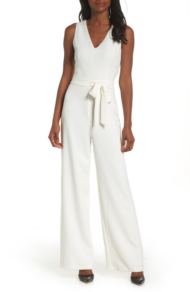 Women's Vince Camuto Tie Front Wide Leg Jumpsuit - White