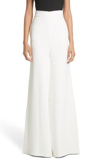 Women's Brandon Maxwell Crepe Wide Leg Pants - Ivory