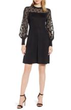 Women's Cece Fil Coupe Mixed Media Dress, Size - Black
