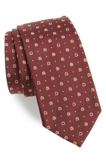 Men's Salvatore Ferragamo Foggia Print Silk Tie, Size - Burgundy